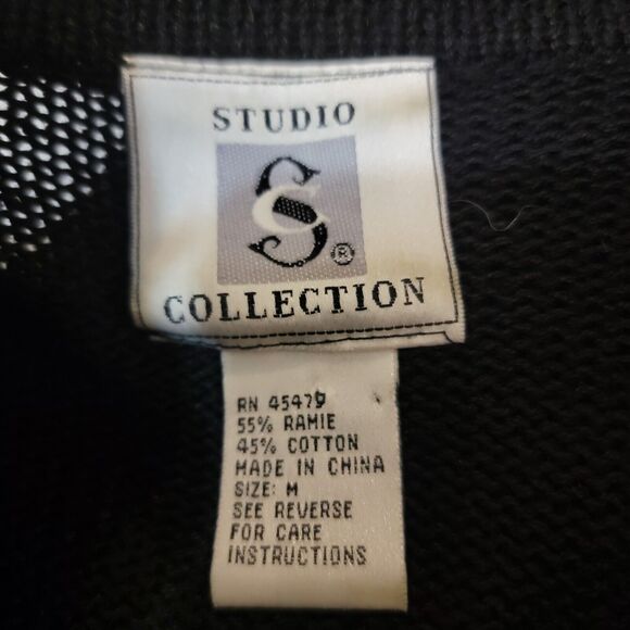 Studio Collection Sweater Womans Medium Black Beaded Christmas Cardigan - Picture 8 of 9